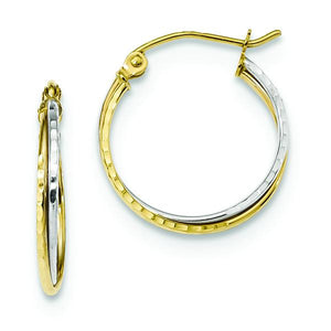 10K Two-Tone Gold Twisted Hoop Earrings 