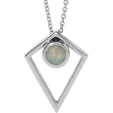14K White Gold Opal/ Turquoise/ Onyx Cabochon Pyramid Necklace from Miles Beamon Jewelry - Miles Beamon Jewelry