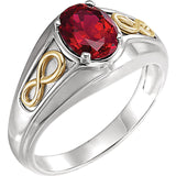 Sterling Silver Chatham Ruby Infinity-Style Men's Ring from Miles Beamon Jewelry - Miles Beamon Jewelry