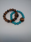 Turquoise "Comforter Fit" with Tiger's Eye Stretch Bracelet from Miles Beamon Jewelry - Miles Beamon Jewelry