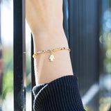 Double Strand 14 Karat Gold Plated Multistone Bracelet with Charm from Miles Beamon Jewelry - Miles Beamon Jewelry