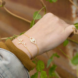 14 Karat Gold Plated Cubic Zirconia  Evil Eye "Friendship" Bolo Bracelet from Miles Beamon Jewelry - Miles Beamon Jewelry