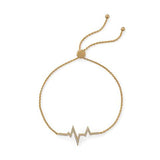 14 Karat Gold Plated Cubic Zirconia Heartbeat "Friendship" Bolo Bracelet 