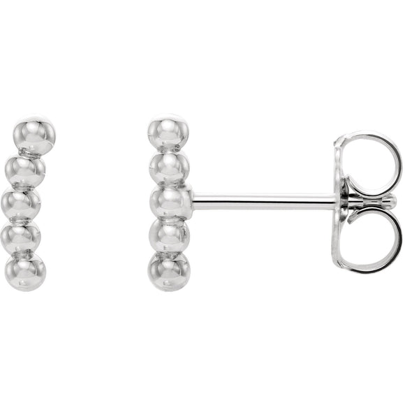 Sterling Silver Curved Beaded Earrings from Miles Beamon Jewelry - Miles Beamon Jewelry