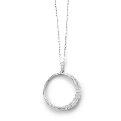 Eclipse Cubic Zirconia Double Hoop Earrings Rhodium on Sterling Silver Eclipse Cubic Zirconia Double Hoop Earrings Rhodium on Sterling Silver