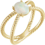 Sterling Silver Opal Cabochon Rope Ring from Miles Beamon Jewelry - Miles Beamon Jewelry