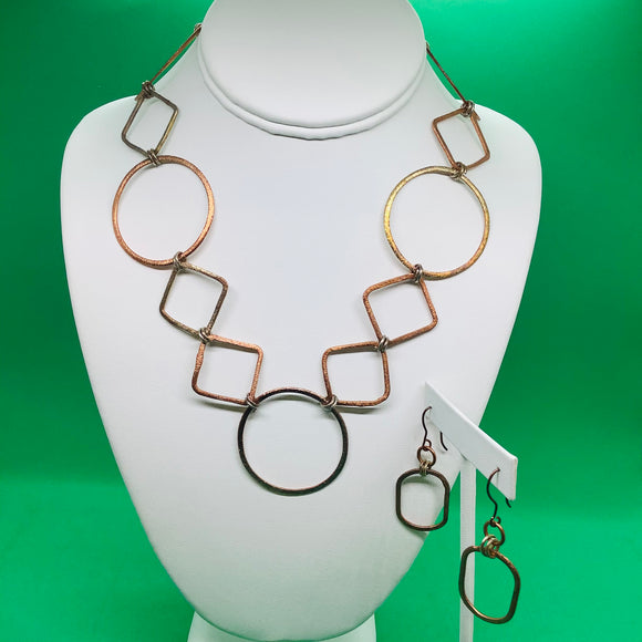 24k Bronze Metal Links Necklace Set
