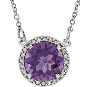14K White Gold Amethyst Necklace 