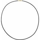 14K Yellow 2 mm Black Leather 18" Cord