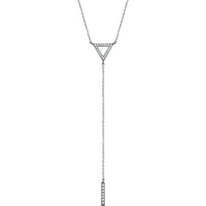 14K White Diamond Triangle & Bar Y Necklace