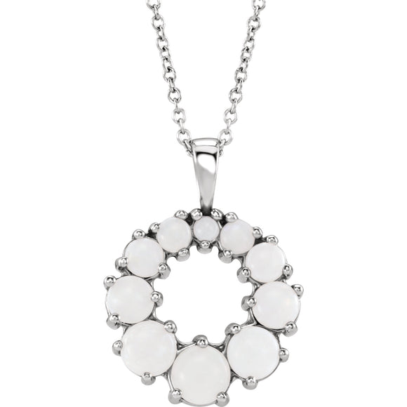 14K  White Gold Opal Halo-Style Necklace from Miles Beamon Jewelry - Miles Beamon Jewelry