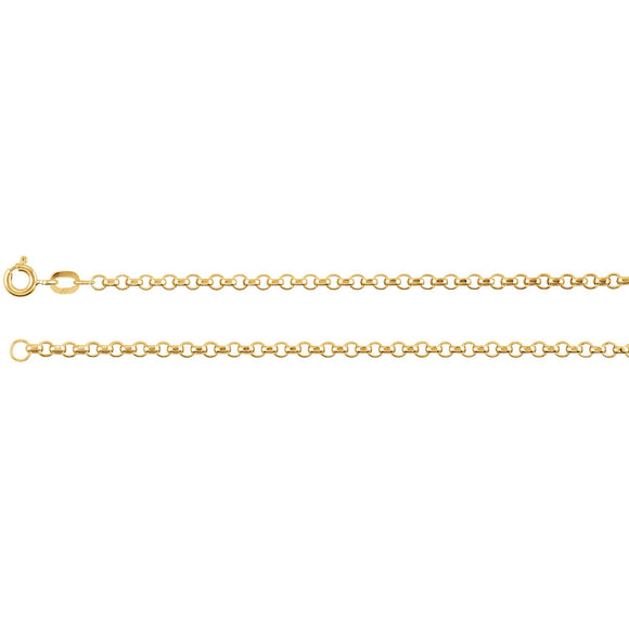 14K Yellow Gold 2MM Rolo Chain
