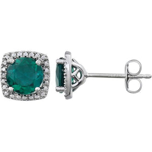 Sterling Silver Created Emerald Earrings from Miles Beamon Jewelry - Miles Beamon Jewelry