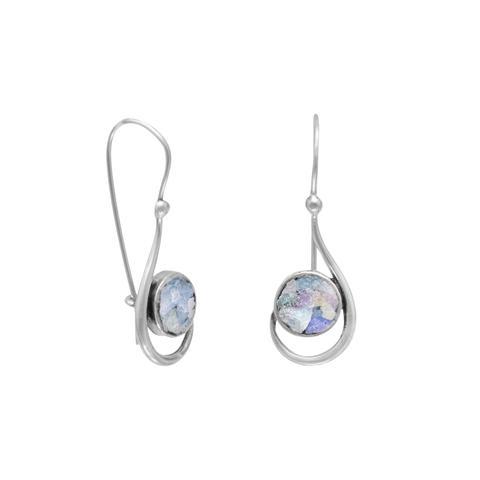 Hook Shape Earrings with Roman Glass from Miles Beamon Jewelry - Miles Beamon Jewelry