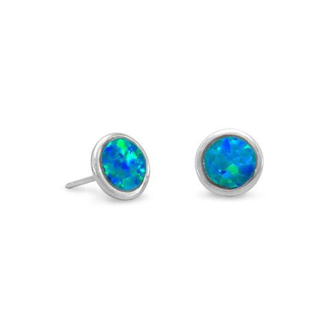 Rhodium Plated Synthetic Opal Stud Earrings from Miles Beamon Jewelry - Miles Beamon Jewelry