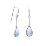 Rhodium Plated Pear Drop Larimar Earrings from Miles Beamon Jewelry - Miles Beamon Jewelry