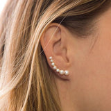 14 Karat Gold Plated Graduated Cultured Freshwater Pearl Ear Climbers from Miles Beamon Jewelry - Miles Beamon Jewelry