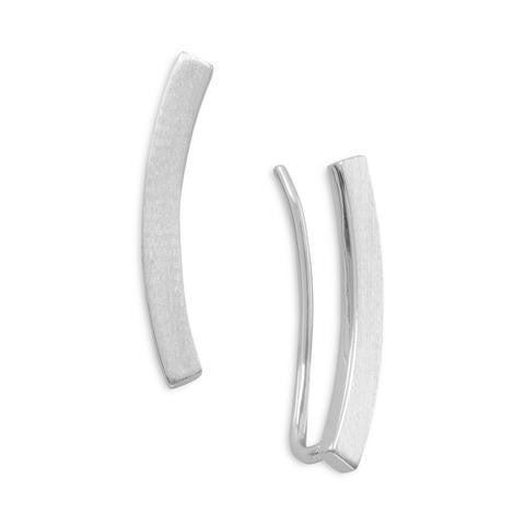 Rhodium Plated Curved Bar Ear Climbers from Miles Beamon Jewelry - Miles Beamon Jewelry