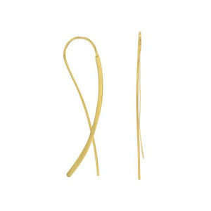 14 Karat Gold Plated Flat Lone Wire Earrings 