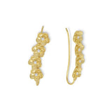14 Karat Gold Plated Cubic Zirconia Flower Ear Climbers 