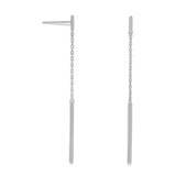 Rhodium Plated Chain and Bar Drop Earrings