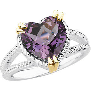 Sterling Silver & 14k Amethyst Heart Shaped Ring from Miles Beamon Jewelry - Miles Beamon Jewelry