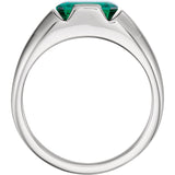 14K White Gold Created Emerald Men's Ring from Miles Beamon Jewelry - Miles Beamon Jewelry