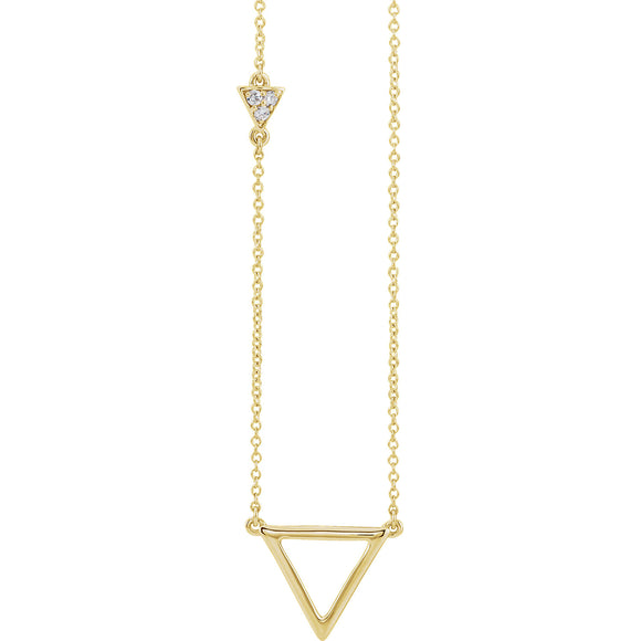 14K Yellow Diamond Triangle Necklace 