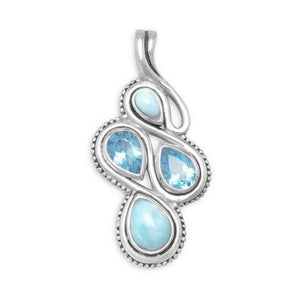 Oxidized Larimar And Blue Topaz Slide from Miles Beamon Jewelry - Miles Beamon Jewelry