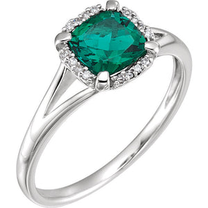 14K White Gold Created Emerald Ring from Miles Beamon Jewelry - Miles Beamon Jewelry