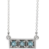 Sterling Silver Aquamarine Three-Stone Bar Necklace from Miles Beamon Jewelry - Miles Beamon Jewelry