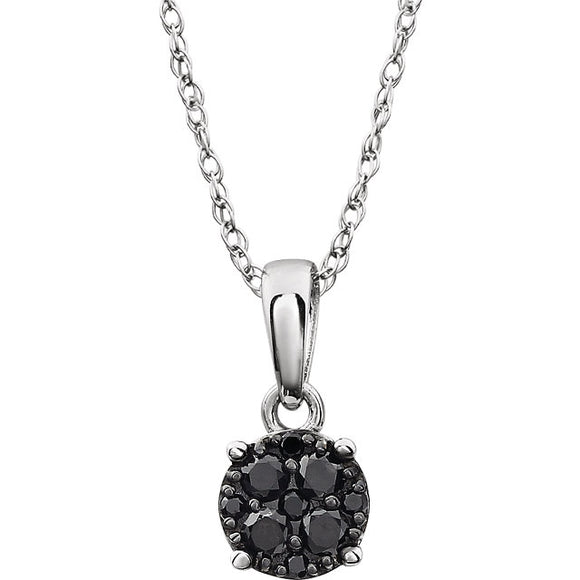 14K White Black Diamond Necklace 