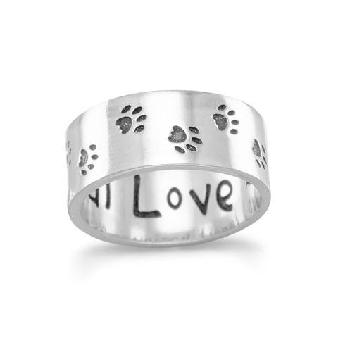Sterling Silver Oxidized Paw Print Band from Miles Beamon Jewelry - Miles Beamon Jewelry