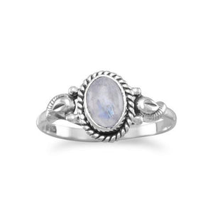 Sterling Silver Oxidized Rainbow Moonstone Ring from Miles Beamon Jewelry - Miles Beamon Jewelry