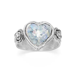 Sterling Silver Roman Glass Heart Ring from Miles Beamon Jewelry - Miles Beamon Jewelry