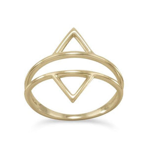 Sterling Silver Gold Tone Double Triangle Ring from Miles Beamon Jewelry - Miles Beamon Jewelry