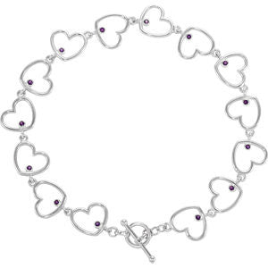 Sterling Silver Amethyst Heart Bracelet from Miles Beamon Jewelry - Miles Beamon Jewelry