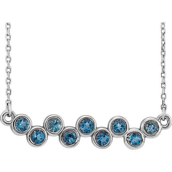 Sterling Silver Aquamarine Bezel Set Bar Necklace from Miles Beamon Jewelry - Miles Beamon Jewelry