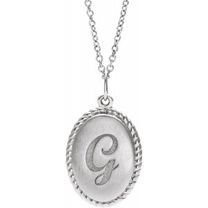 Sterling Silver Engravable Oval Rope Necklace