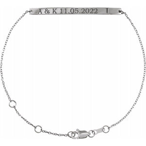 Sterling Silver Engravable Skinny Bar 6 1/2-7 1/2" Bracelet