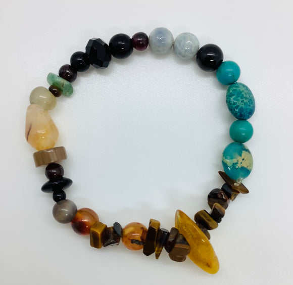 Multi-Color Stones Stretch Bracelet