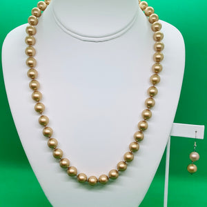 Sterling Silver Notched Pearl Necklace Set