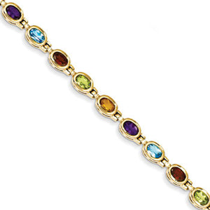 14k Yellow Gold Gemstone Rainbow Bracelet