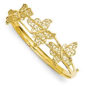 14K Filgree Butterfly Hinged Bangle Bracelet