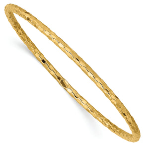 14k Yellow Gold Textured Slip-on Bangle Bracelet