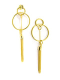 Fashion Double Circle W/Tassel And Chain Drop Earrings