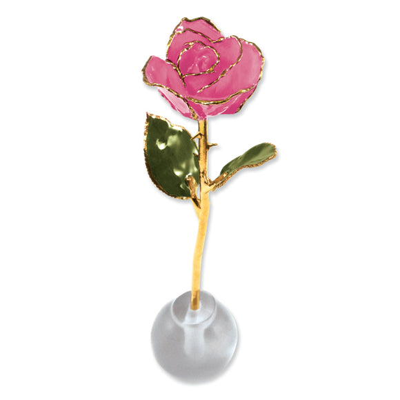 Gold Trim Knob Stand Pink Spring Rose Set from Miles Beamon Jewelry - Miles Beamon Jewelry