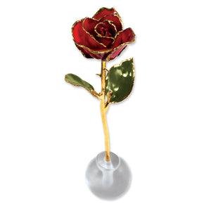 Gold Trim Knob Stand Red Spring Rose Set from Miles Beamon Jewelry - Miles Beamon Jewelry