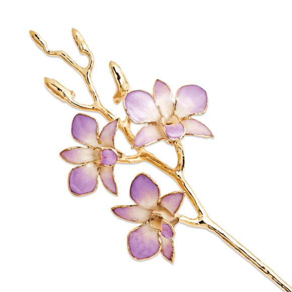 Gold Trimmed Lilac And White Orchid Stem from Miles Beamon Jewelry - Miles Beamon Jewelry