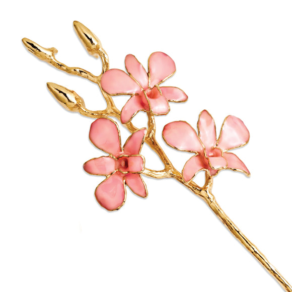 Gold Trimmed Pink Orchid Stem from Miles Beamon Jewelry - Miles Beamon Jewelry